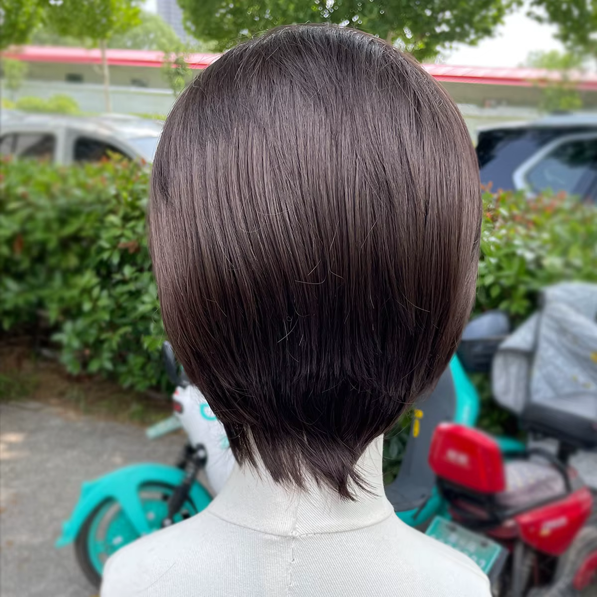 Perruque Lace Front Wig synthétique courte coupe Bob, marron naturel, perruques de Cosplay pour femm