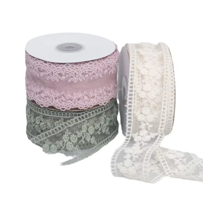 Ruban en dentelle Jacquard brodé creux, accessoires pour cheveux avec nœud, emballage de fleurs, cha