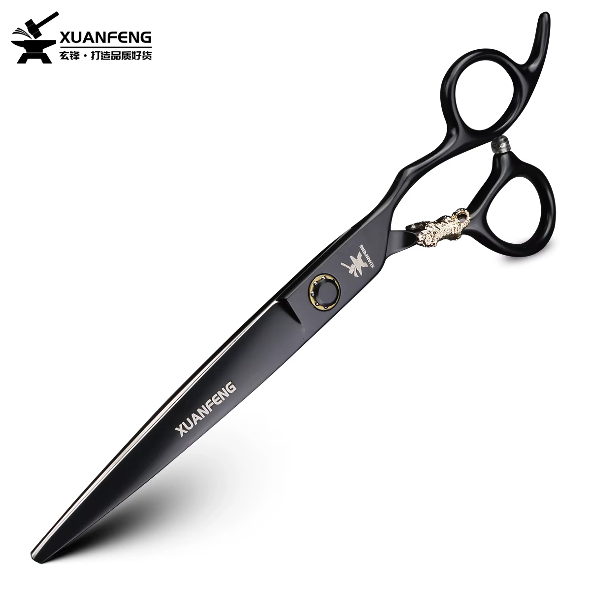 Ciseaux de coiffure XUANTENG de 7 pouces, noirs, avec système à roulement, ciseaux de barbier