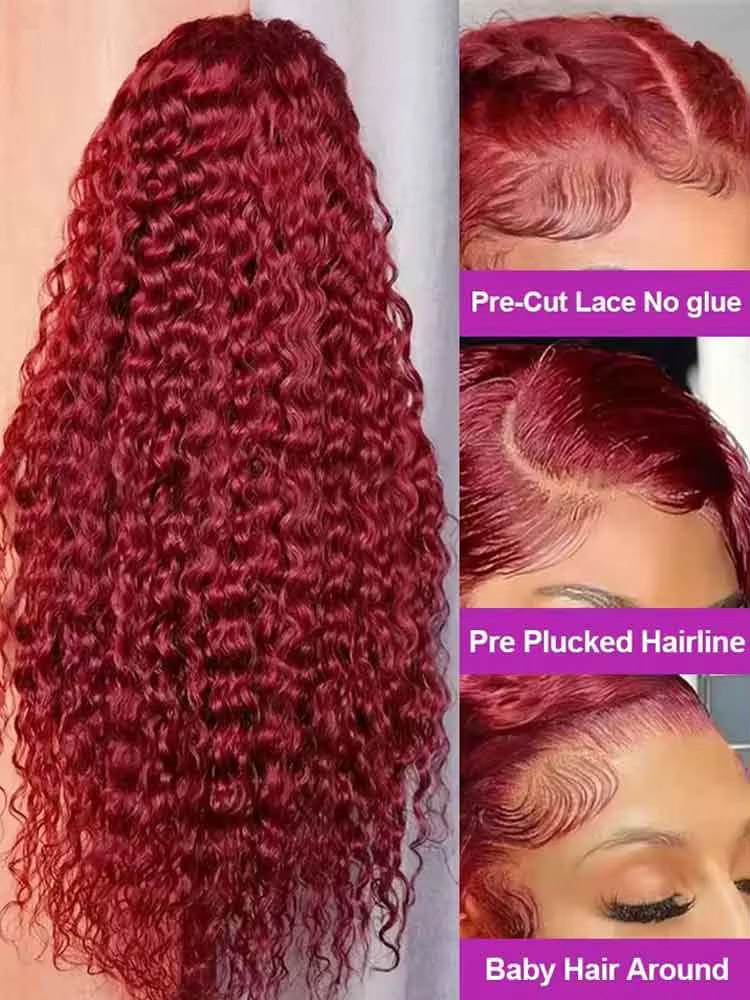99J bordeaux 250 densité 13x4 HD dentelle avant perruques cheveux humains vin rouge 30 pouces vague