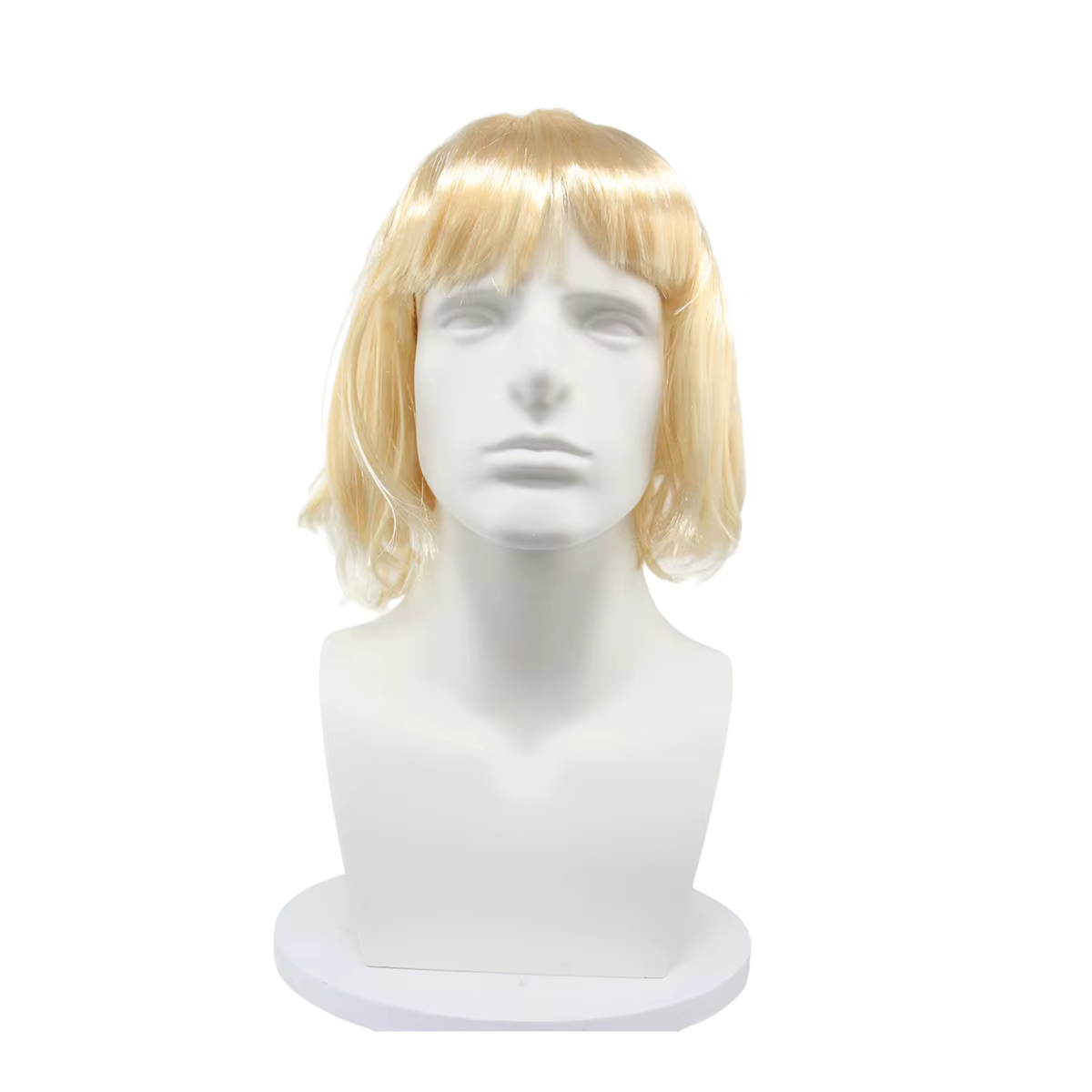 Perruque synthétique courte blonde, cheveux raides avec frange pour cosplay, Halloween et soirées co