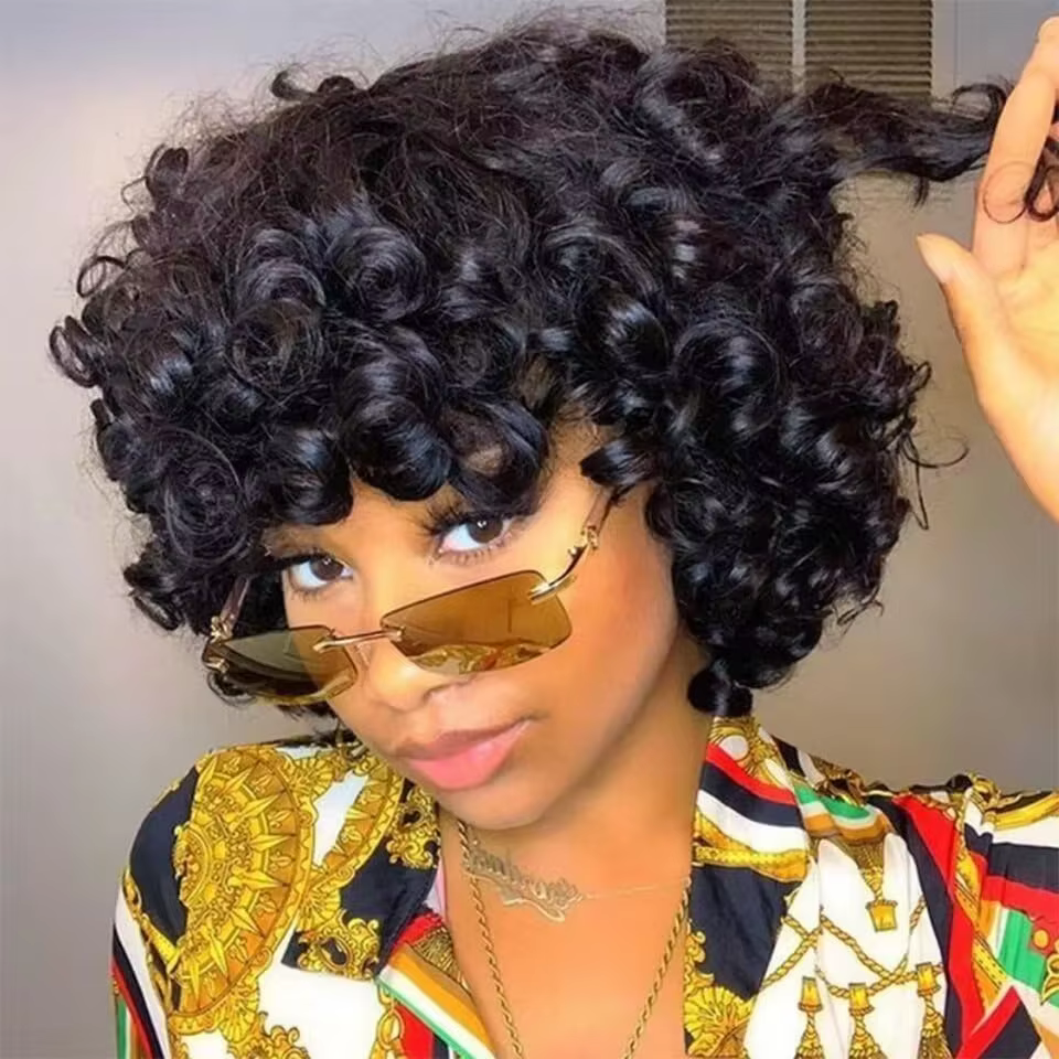 250% rebondissant bouclés Bob perruques de cheveux humains lâche rebondissant Rose bouclés perruques