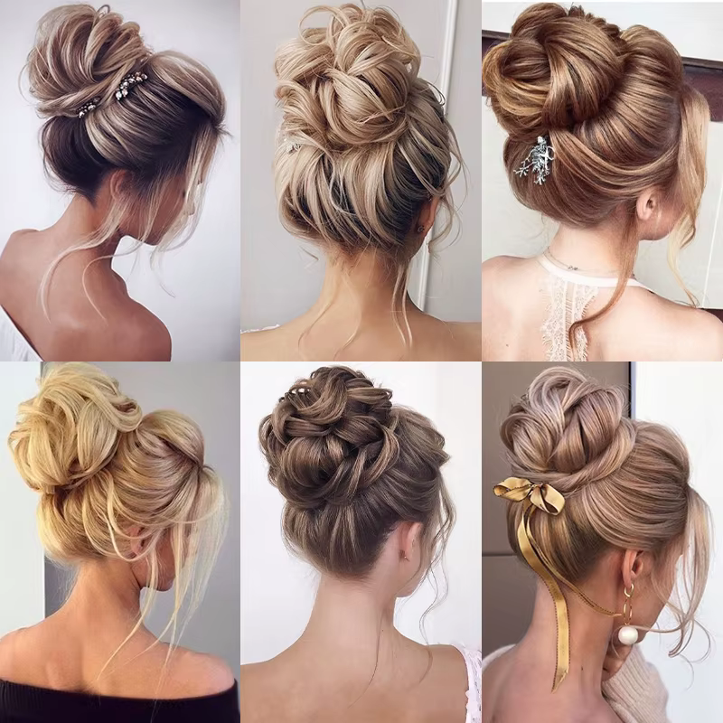 Azqueen synthétique désordre Chignon Chignon beignet Gary couleur marron cheveux Chignon Pad élastiq