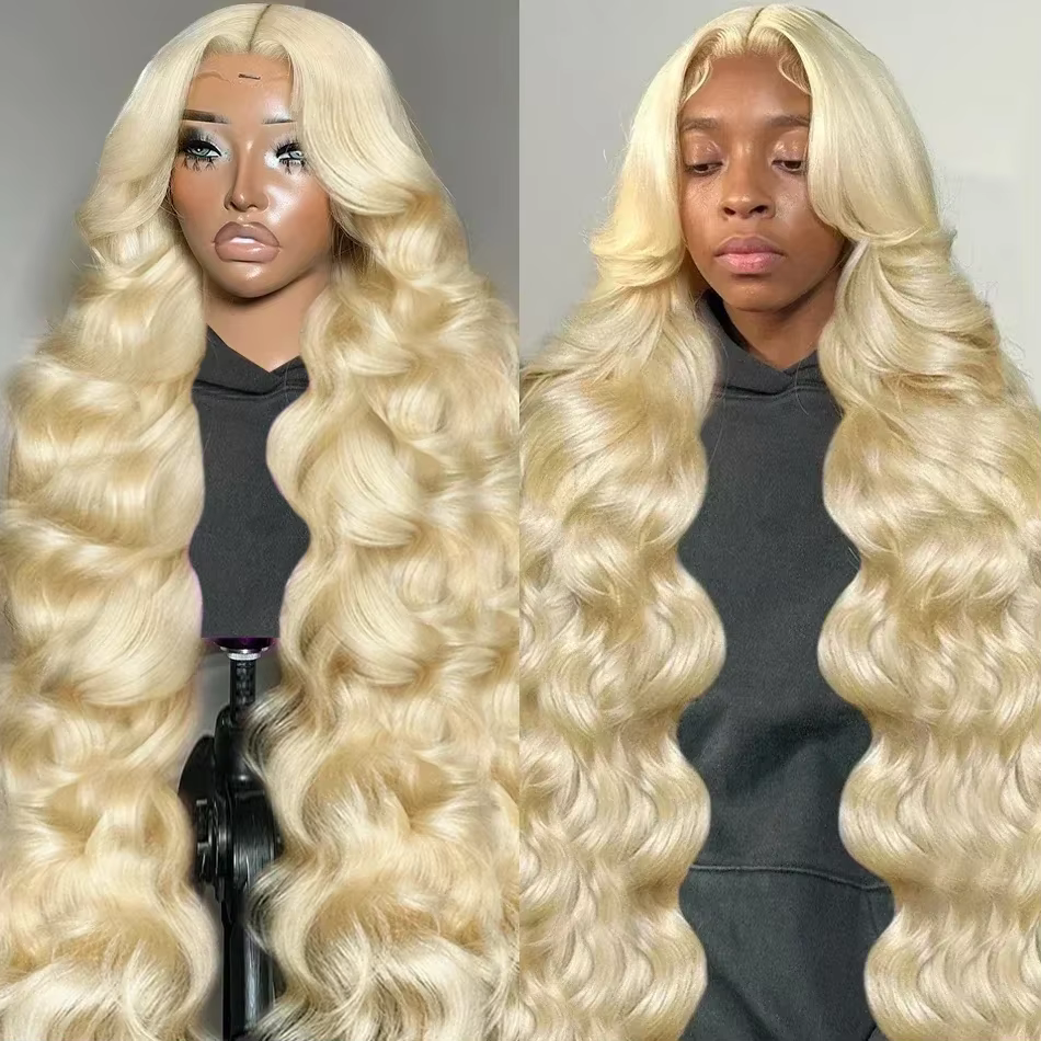 Perruque Lace Front Wig Body Wave Brésilienne Naturelle, Cheveux Humains Colorés, Blond Miel Transpa