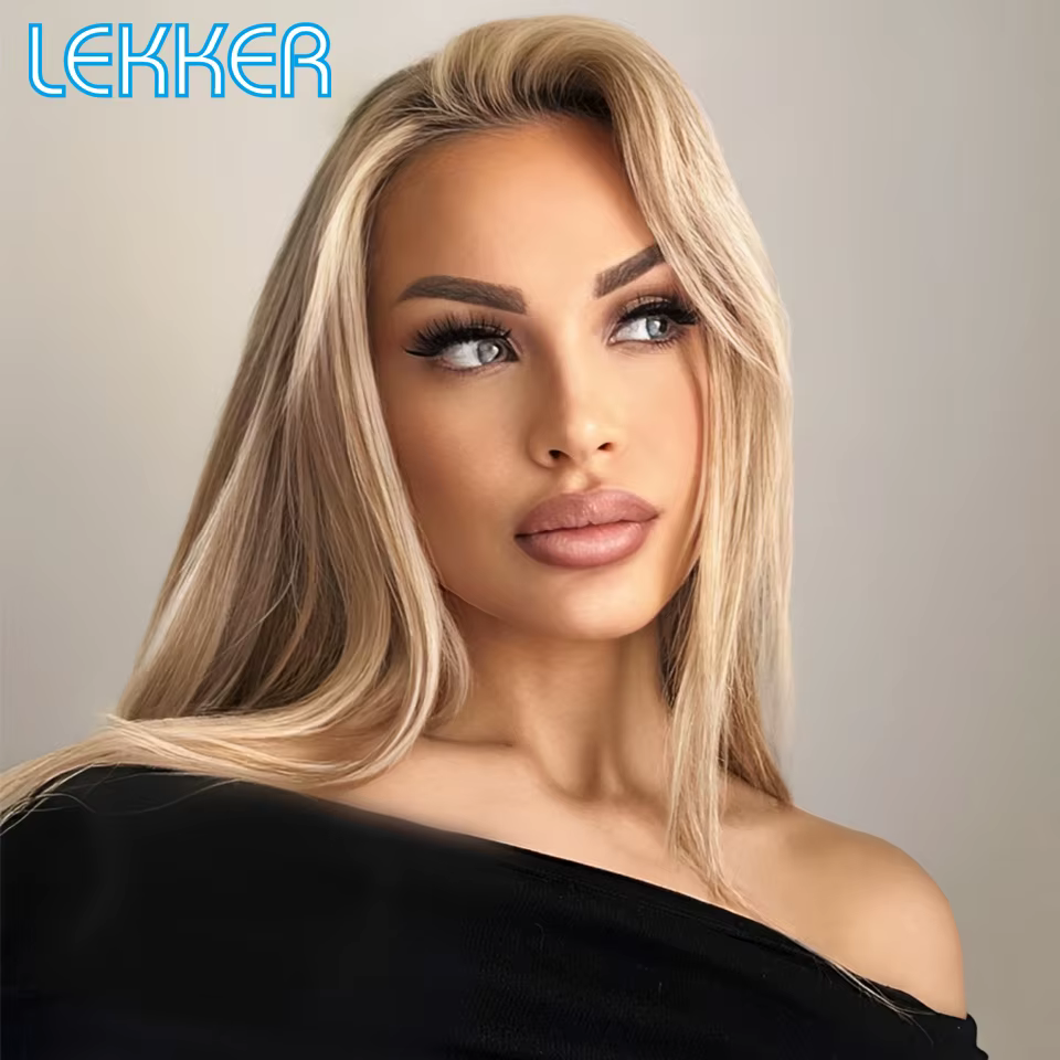 Lekker liquidation longue Blonde droite 13x1 T dentelle avant 100% perruques de cheveux humains pour