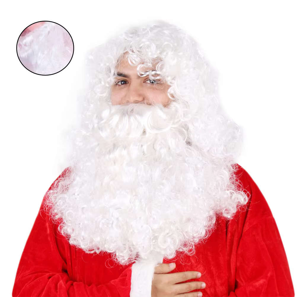 Accessoires de Cosplay du père noël, barbe longue bouclée blanche, accessoires de Costume de noël, l