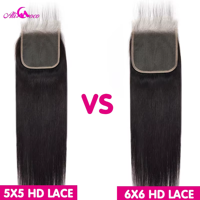 Mèches brésiliennes Remy naturelles lisses,-Ali Coco, 28, 30, 40 pouces, avec Lace Closure, 5x5