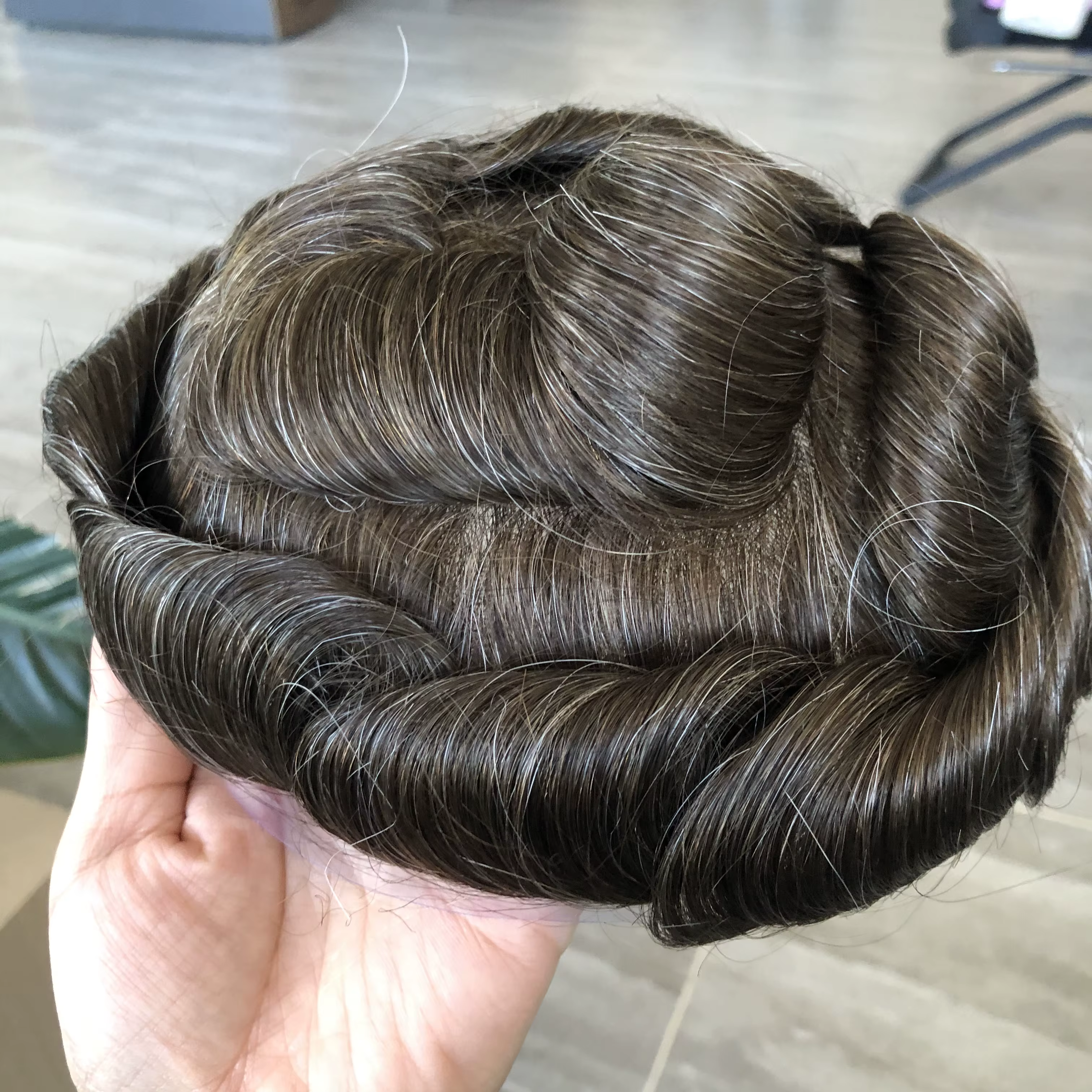 80 densité indétectable 1B65 gris hommes toupet 100% indien cheveux humains hommes perruques Super m