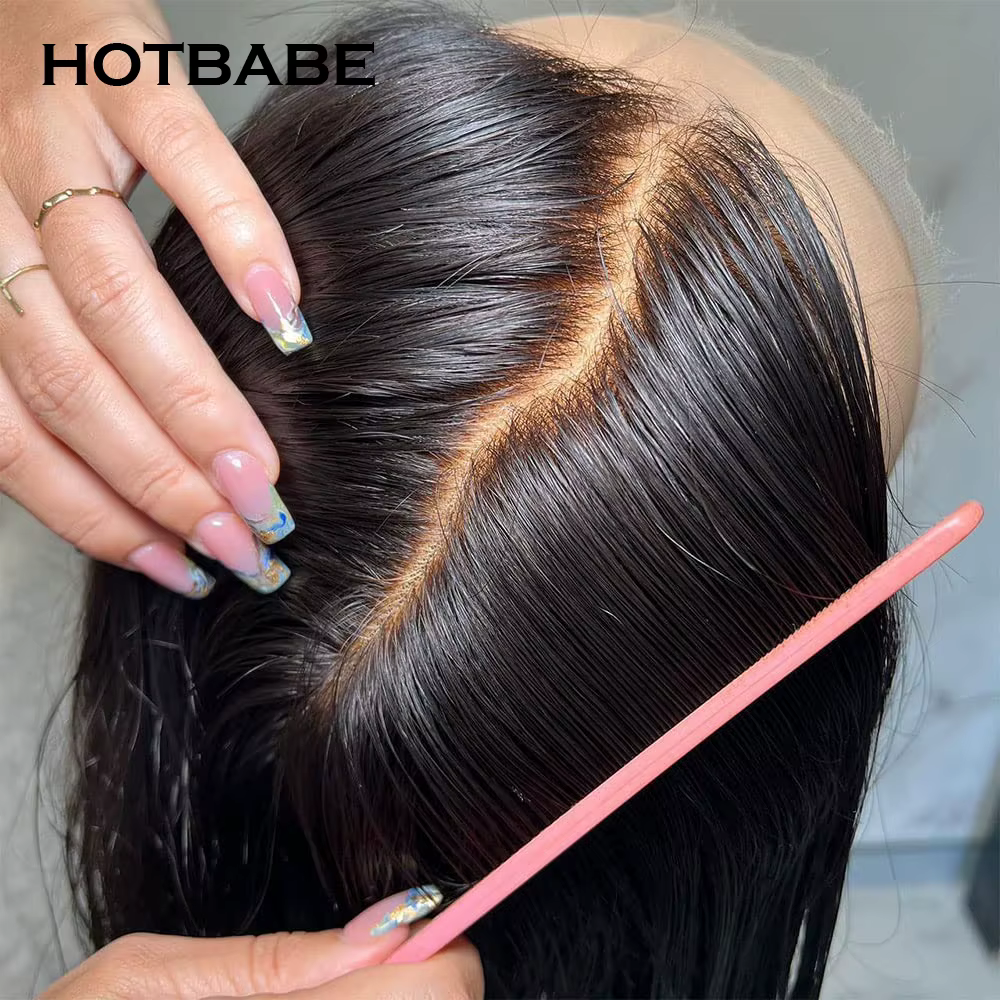 Perruque Lace Front Wig sans colle naturelle brésilienne, cheveux lisses, 13x4/13x6 HD, pre-plucked,