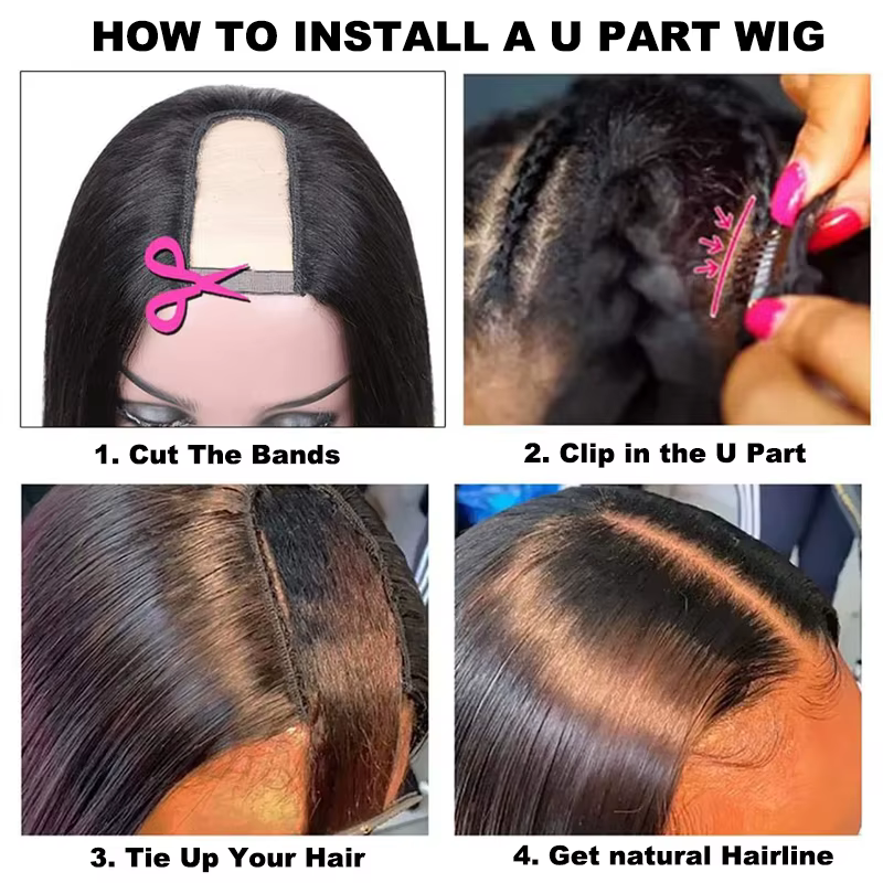 Queen Hair U Part Wig Human Hair Body Wave/Straight Glueless 100% Human Hair Wigs Invisible Hair Lin