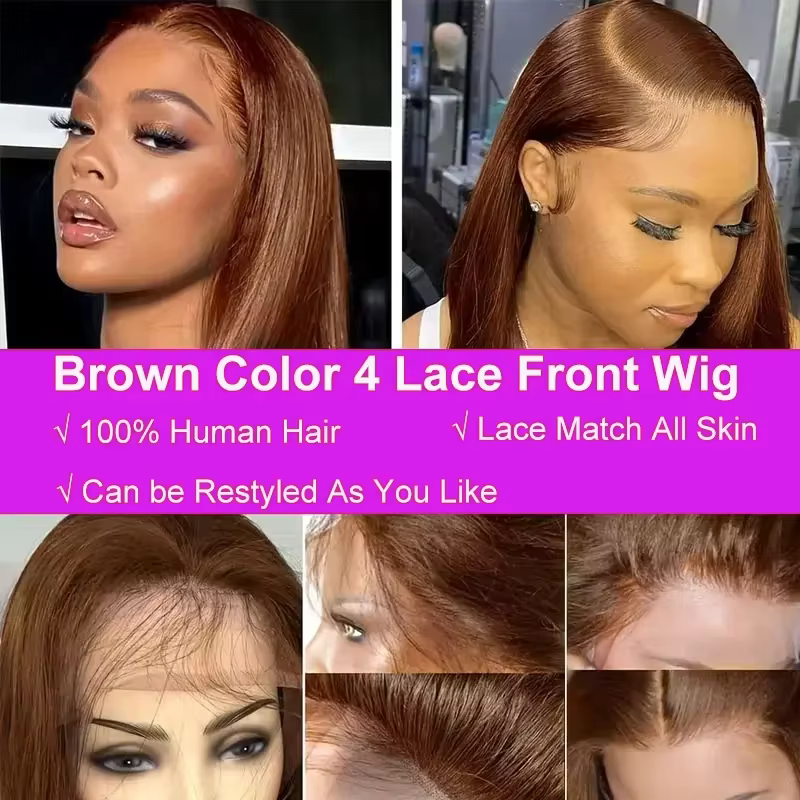 Perruque Bob Courte Vietnamienne 100% Cheveux Humains Couleur Brun Chocolat 13x4 Full Lace Frontal D