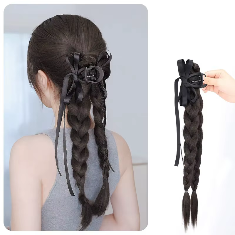 Perruque tressée queue de cheval, style doux et cool, torsades naturelles, longue tresse, pour femme
