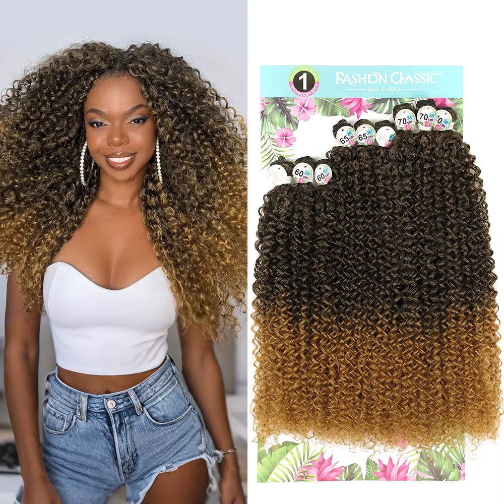 Bundles de cheveux bouclés caution synthétiques pour femmes, extensions longues bouclées, faux cheve