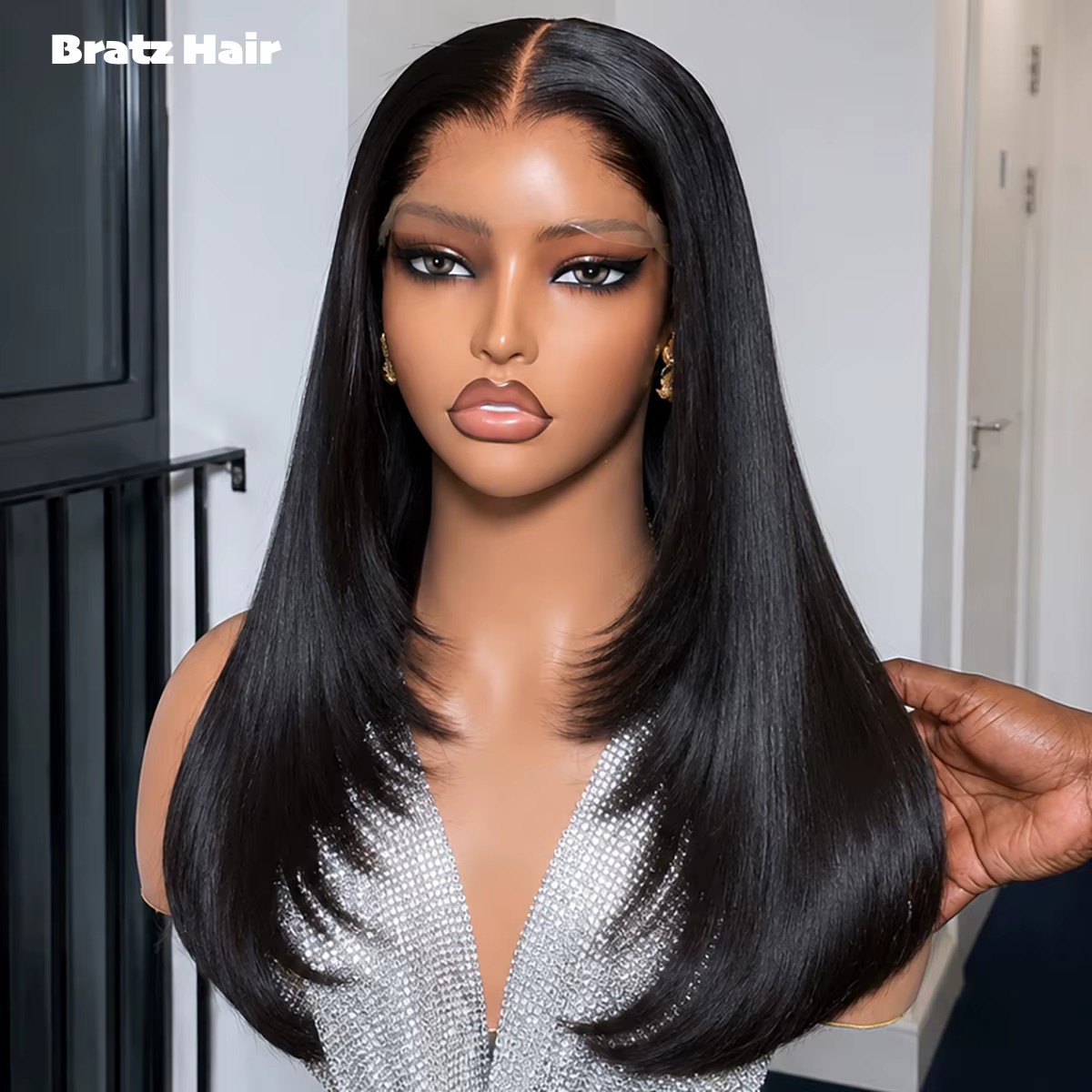 Perruque Bob en cheveux humains Super Double Drawn avec coupe à couches, closure en dentelle 4x4 5x5