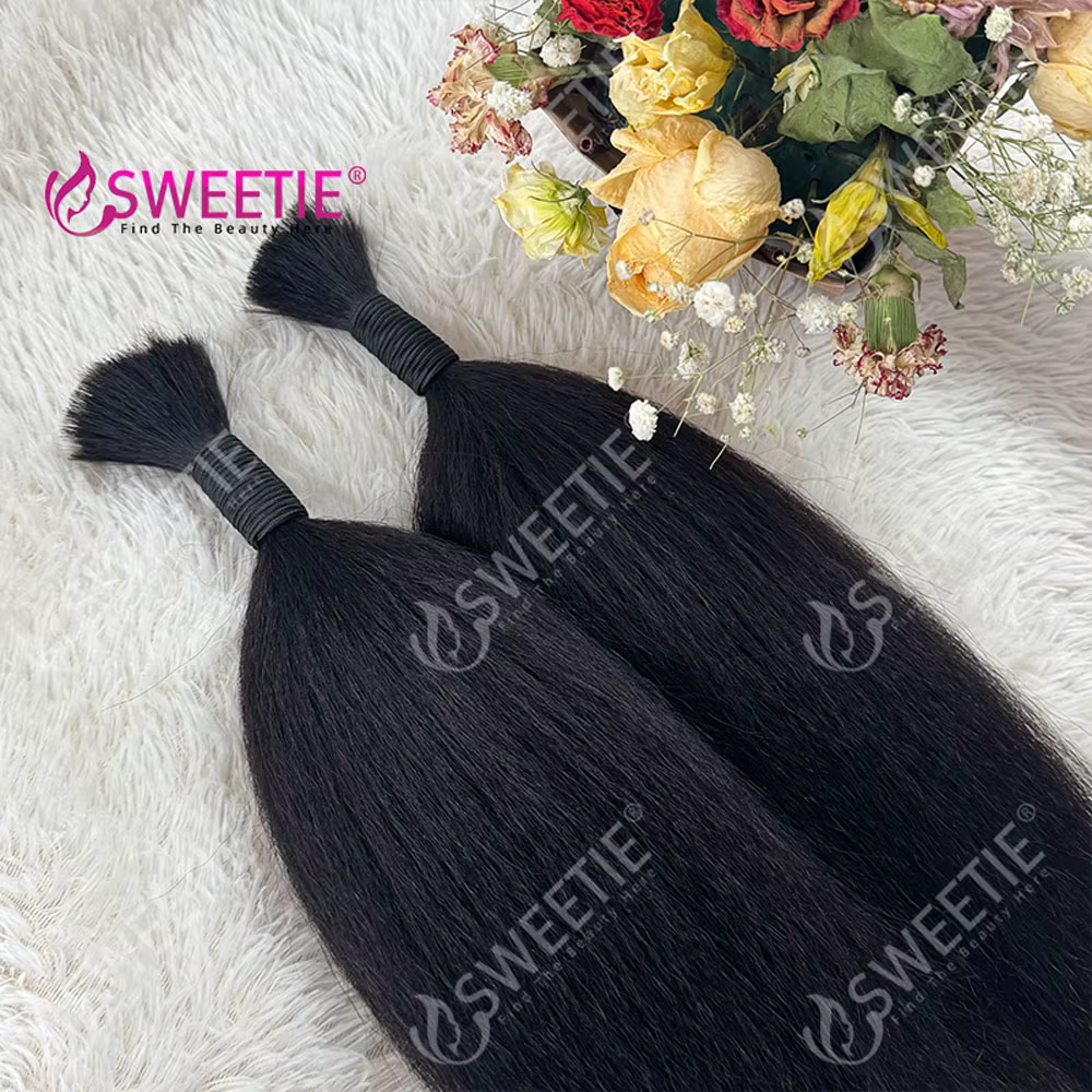 Extensions de cheveux humains en vrac, style Yaki relaxé et lisse, cheveux vietnamiens bruts, sans t