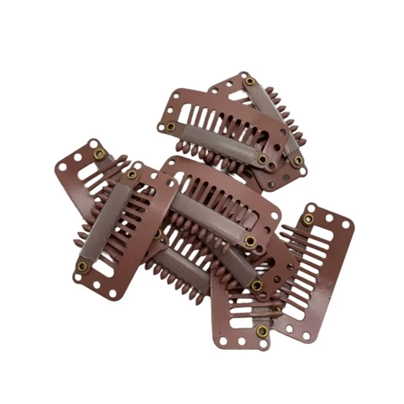 20/40 pièces 9 dents Beige/marron/noir Extensions de cheveux Clips Extension de cheveux perruques Sn