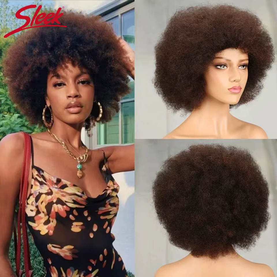Perruques Bob bouclées afro crépues brésiliennes P4/30 # Perruques de cheveux humains Remy de dens
