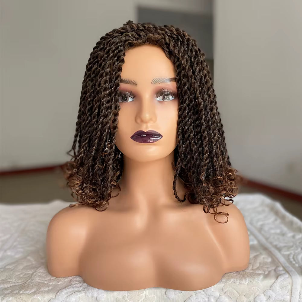 Boîte tressée perruques pour les femmes noires Crochet cheveux 2 torsion Ombre Bug africain synthéti