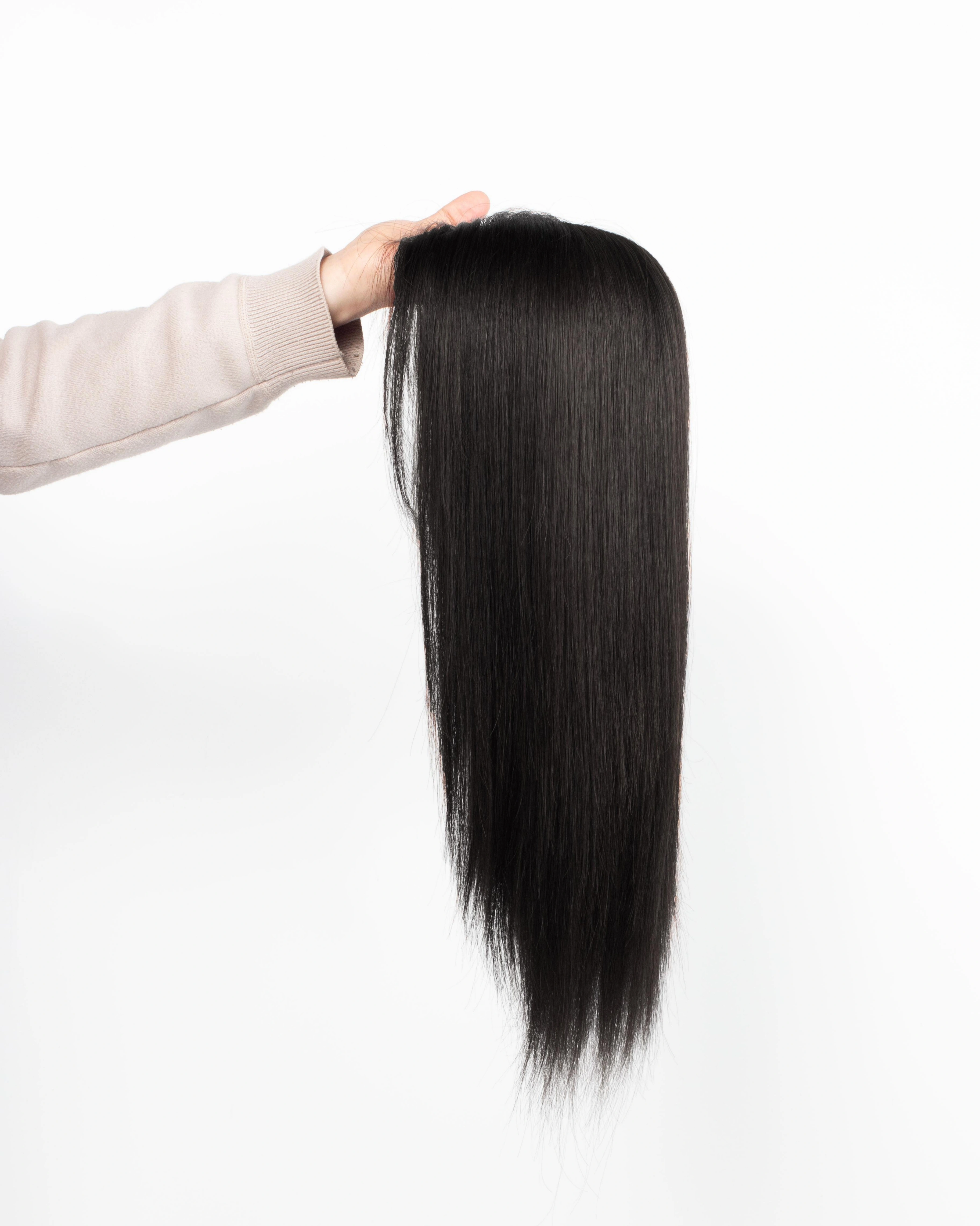 Perruque en cheveux humains vierges européens avec frange, perruque à base de soie 6x6 pour femmes, 