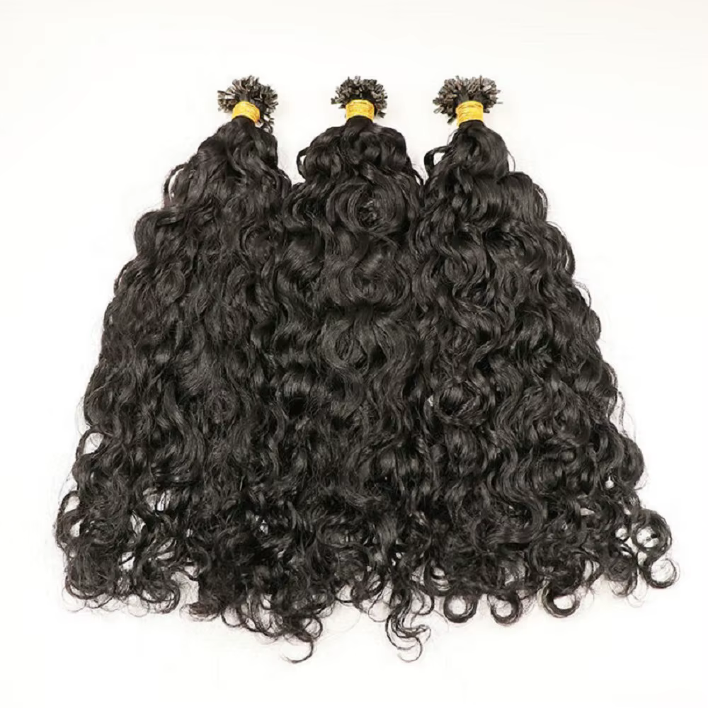 Extension de Cheveux Humains Brésiliens à Pointe Plate Pré-Collés, Vague d'Eau, KerBrian ktK, 100g, 