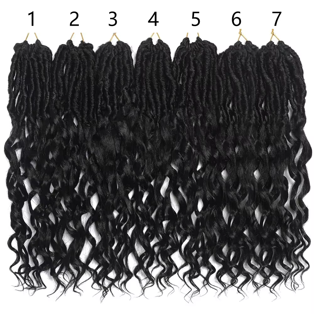 Faux Locs profonds Crochet cheveux pour femmes noires 7 paquets pré-bouclés déesse Locs Crochet chev