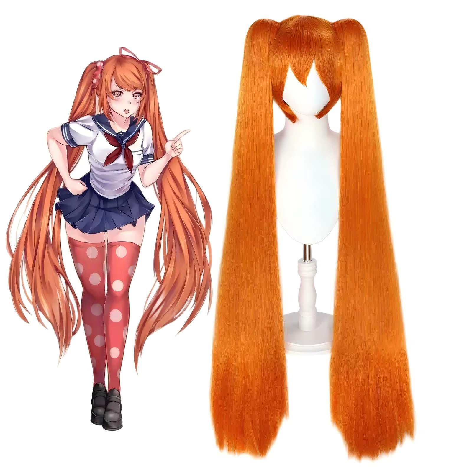 Perruque de Cosplay Anime Osana Najimi, perruques longues Orange de 110cm pour femmes, perruque de C