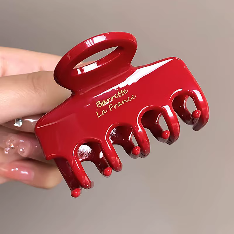 Pinces à cheveux en acétate rouge, 5.5cm de long, pour filles et femmes, mode coréenne, accessoires 