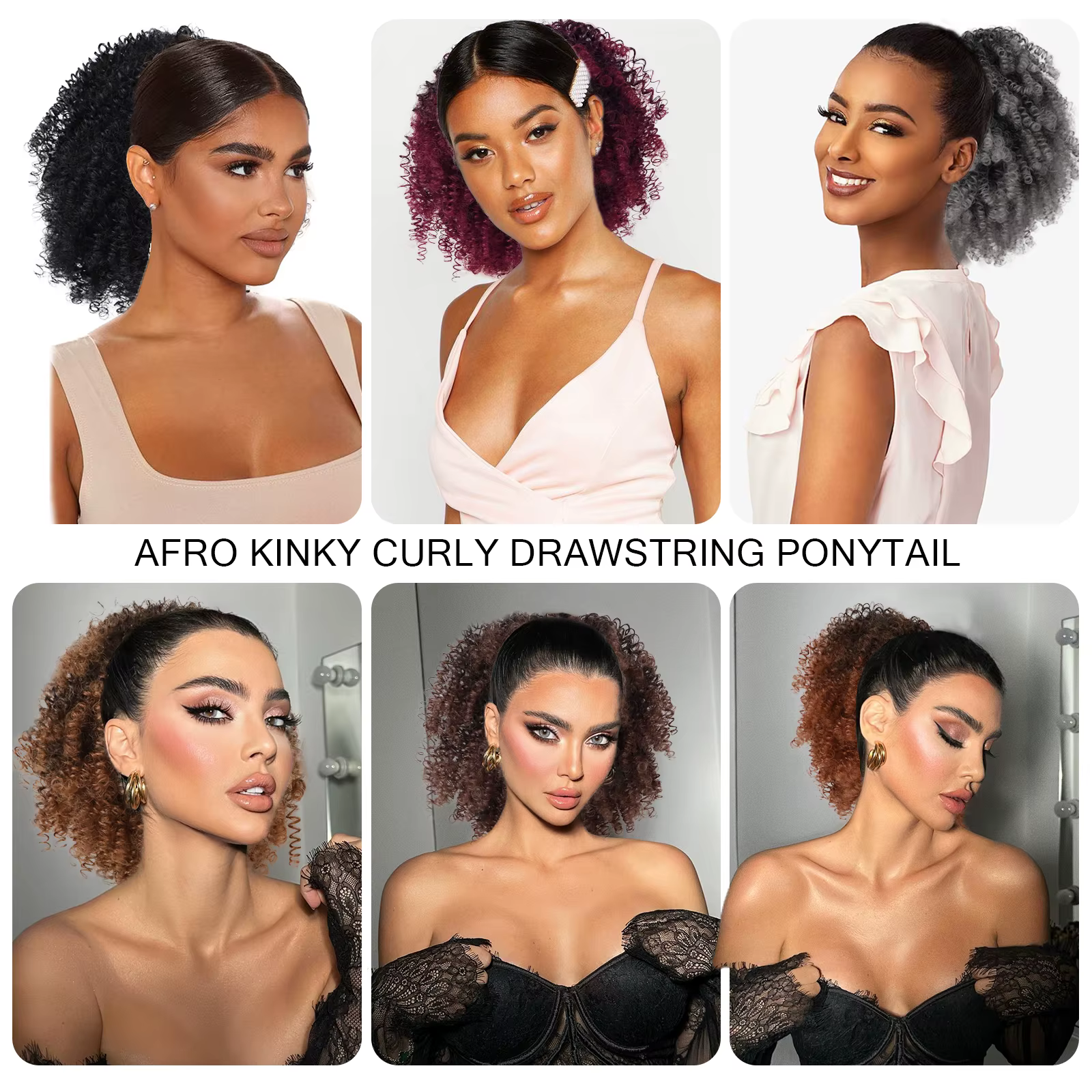 Afro bouffée crépus bouclés cordon queue de cheval Extension de chignon pour les femmes noires synth