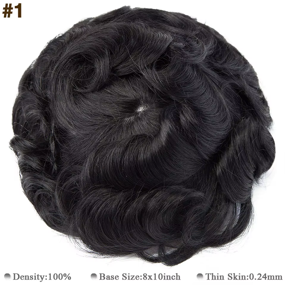 S-noilite-Perruque de Cheveux Naturels pour Homme, Toupet, Système de Remplacement, Prothèse Capilla