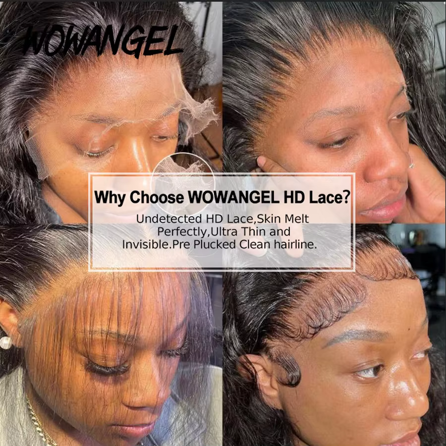 Wowangel-Perruque de Cheveux Naturels Lisses pour Femme, 13x6