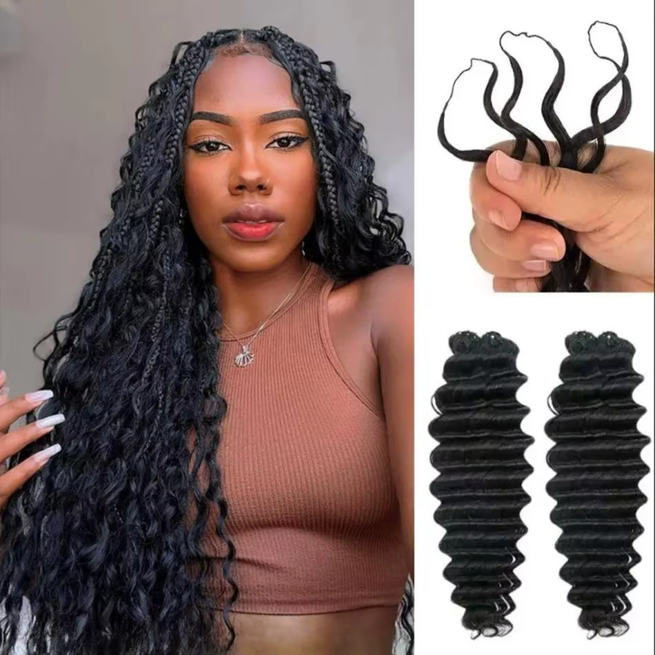 Extensions de cheveux au crochet 12A Deep Wave sans nœuds pré-séparées, mèches de cheveux humains Wa