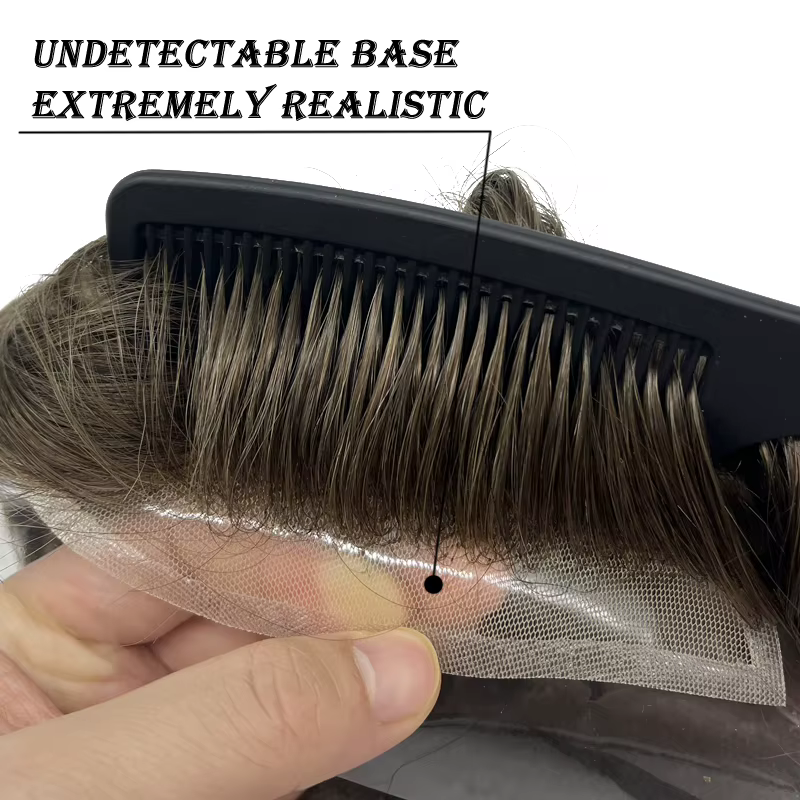 Q6 hommes toupet dentelle et Base en polyuréthane système de cheveux humains unité Durable mâle prot