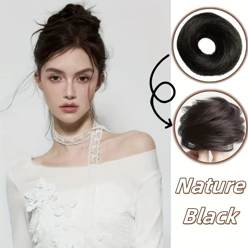 Chignon cheveux raides pour femmes et filles, 100% cheveux humains, coiffure volumisante à haute éla
