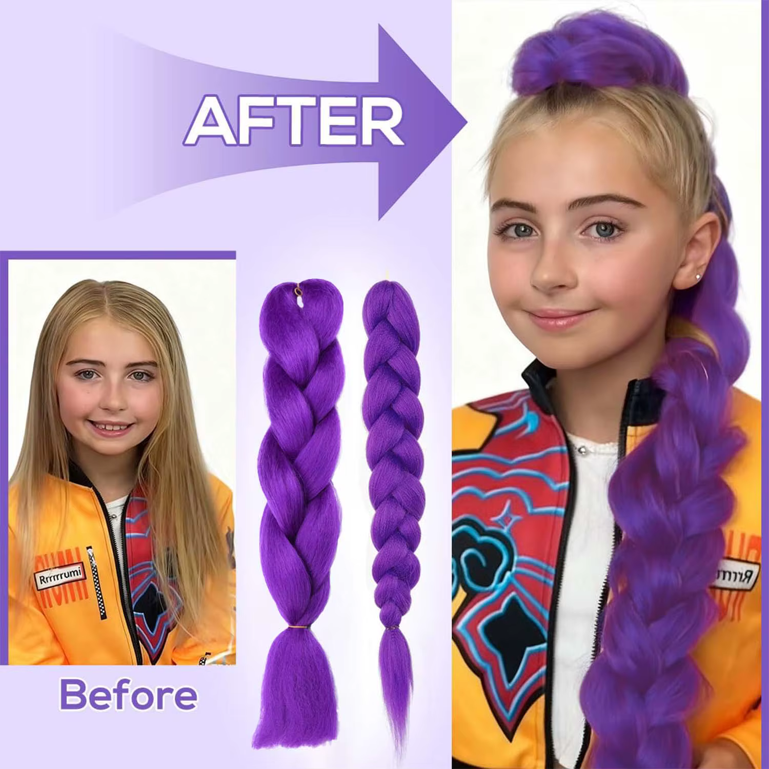Extensions de cheveux synthétiques tressés violets longs de 24 pouces pour tresses Ru mi cheveux tre