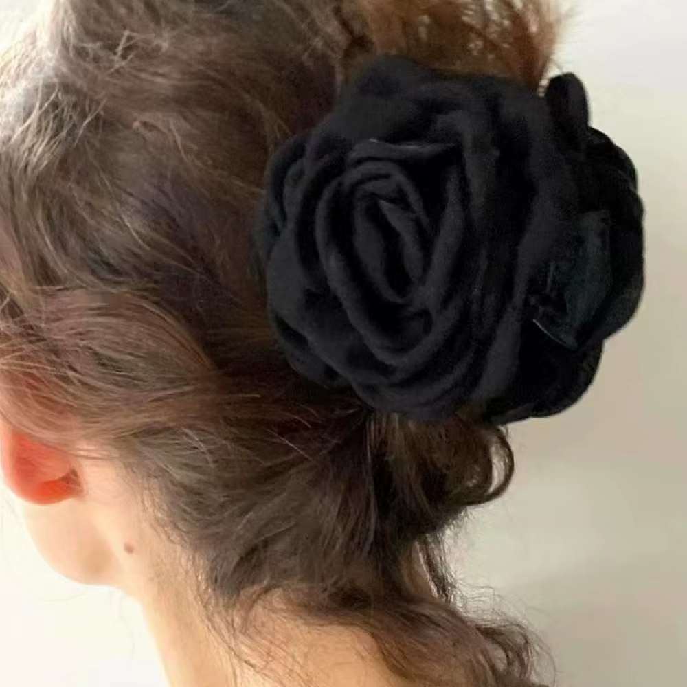 Pince à cheveux fleur angirose en tissu pour femmes et filles, pince à cheveux exagérée, cordon élég