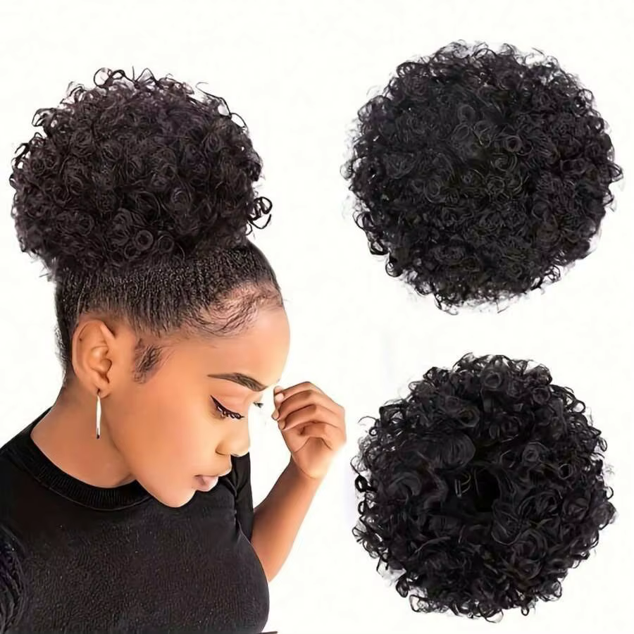 1Pc Afro bouffée cordon queue de cheval courte crépus bouclés Afro queue de cheval cheveux synthétiq