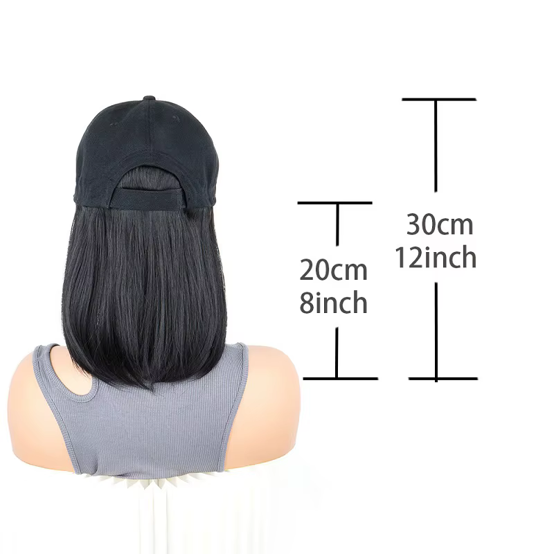 Perruques synthétiques courtes et lisses pour chapeau Bobo, casquette de Baseball, postiche réglable