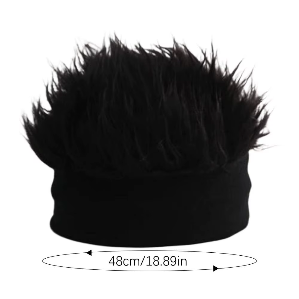 Chapeau avec perruque tricotée à poils pointus, perruque réaliste style hip-hop, chapeau pour hommes