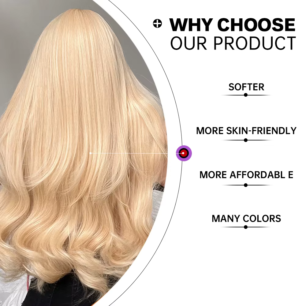 GEMMA-Perruques Synthétiques Ondulées avec Frange pour Femme, Perruque Longue, Blond Clair, Vague Na
