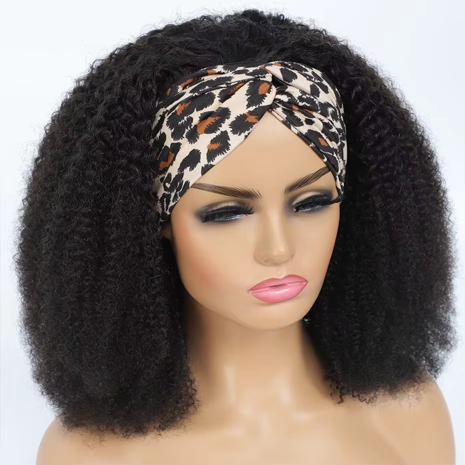 Perruques de cheveux humains naturels bandeau Afro crépus bouclés brésilien Remy perruques de cheveu