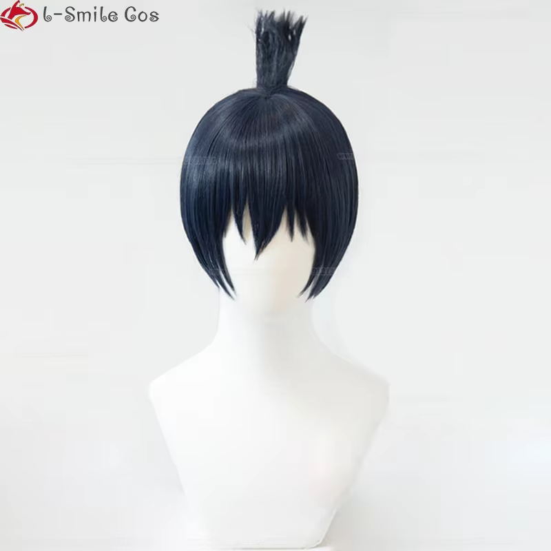Perruque de Cosplay Hayakawa Akii Bleu Noir 3 cm, Perruques de Cosplay Anime Résistantes à la Chaleu