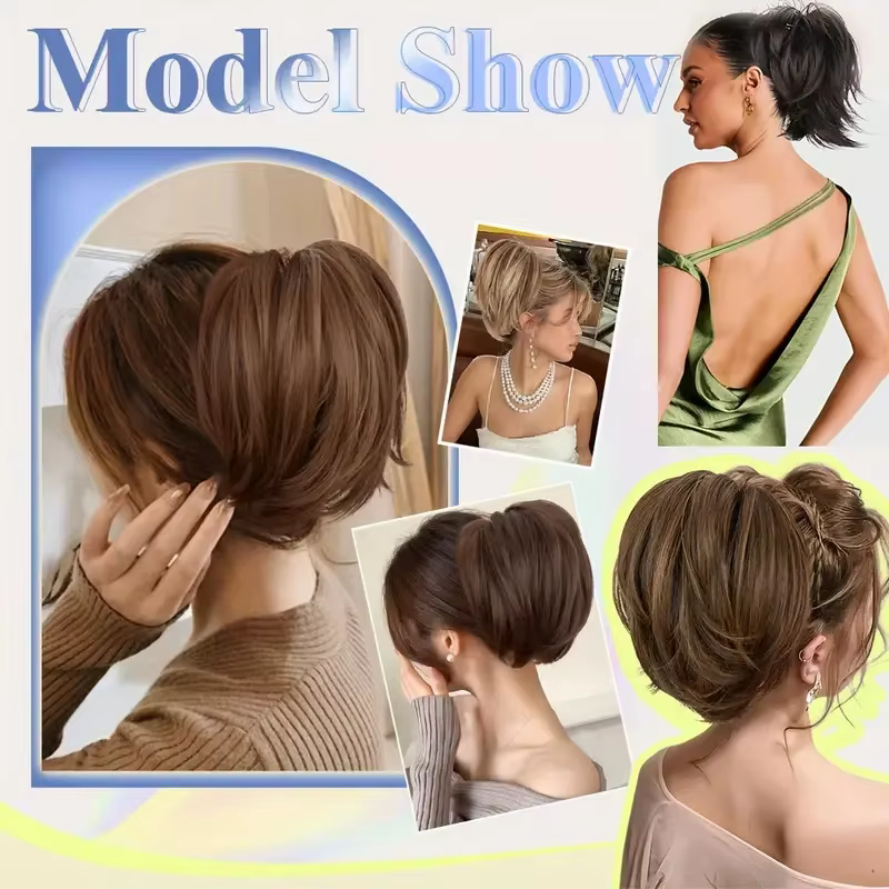 WIGSIN – chouchous synthétiques en désordre, Chignon court et droit, queue de cheval, Extensions cap