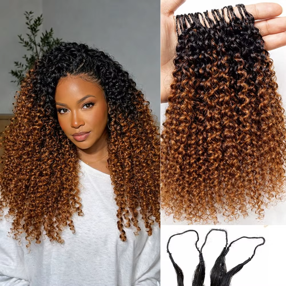 Extensions de cheveux humains bouclés pré-séparées pour crochet, sans nœuds, Miracle Knots TB30, che