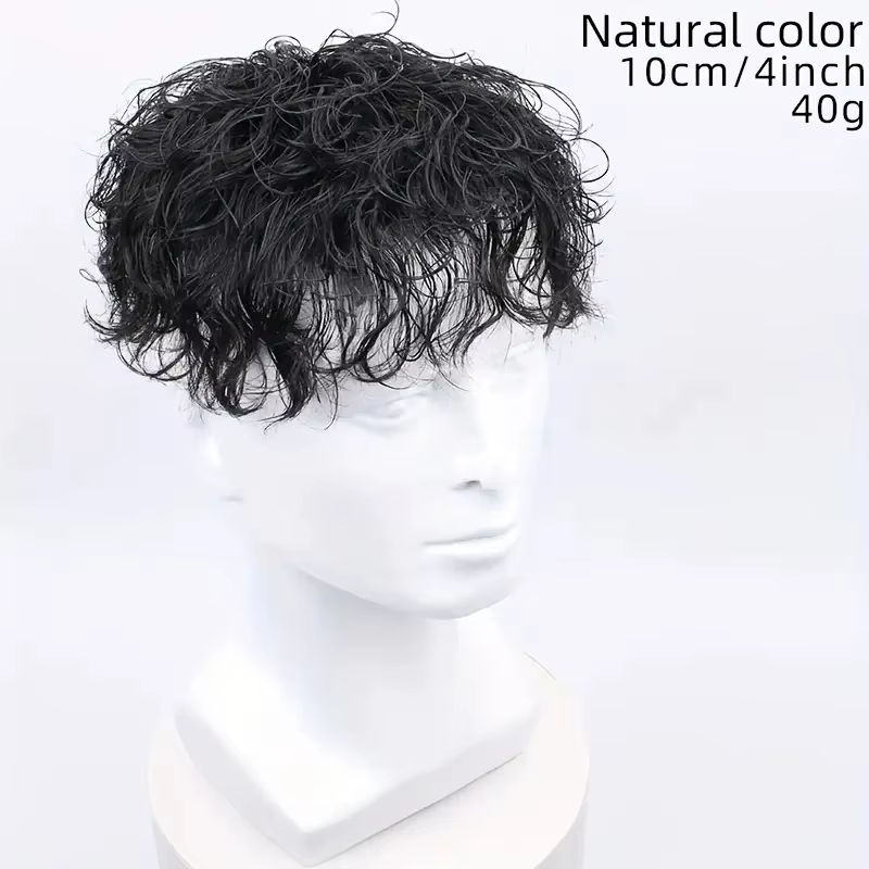 Perruque de cheveux humains réaliste pour hommes, postiche courte et lisse pour cheveux amincissants