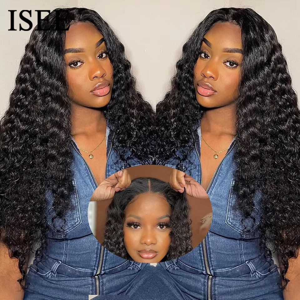 ISEE Hair 7x5 Wear And Go perruques vague profonde perruque de cheveux humains bouclés dentelle avan