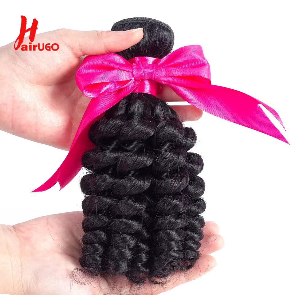 HairUGo Funmi cheveux humains Bundle cheveux brésiliens tissage Double trame paquets armure 10-28 po
