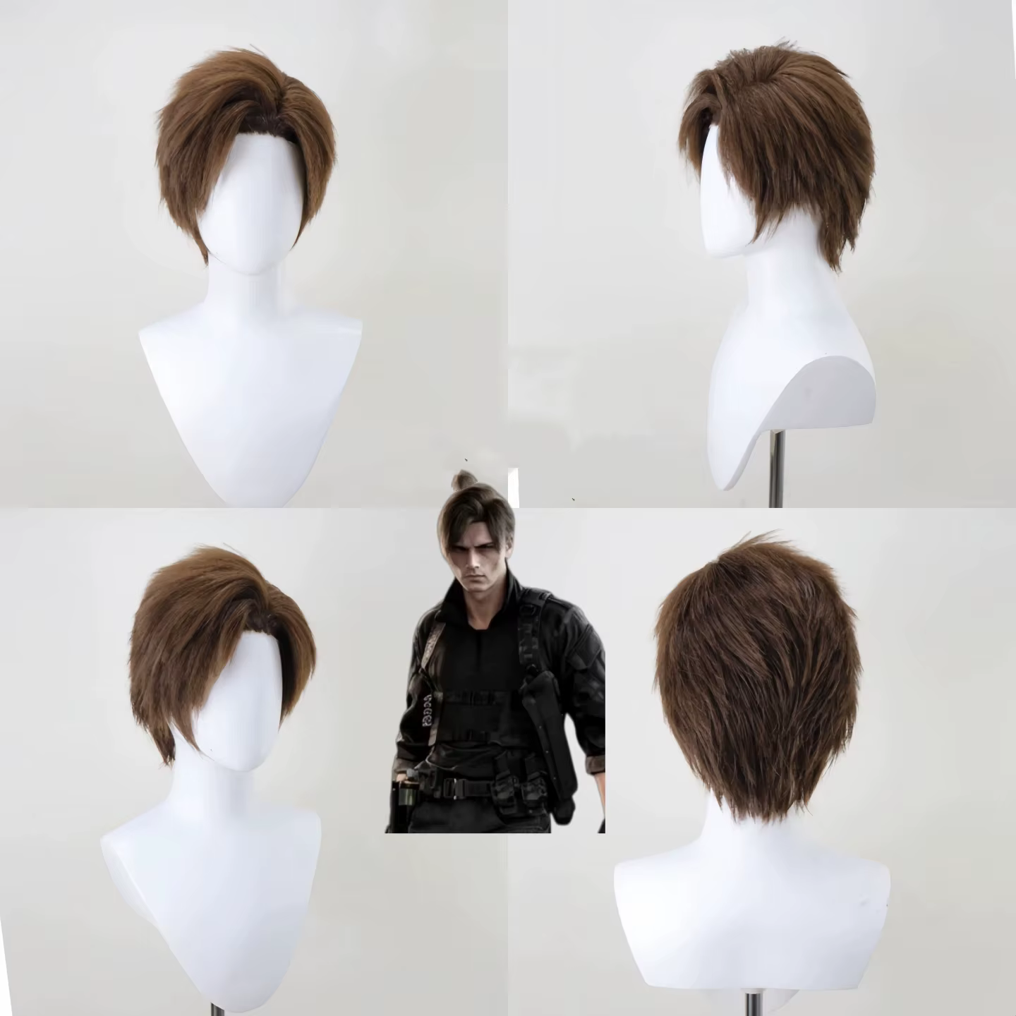 Perruque de cosplay Re9 REQ Leon pour homme, Evil Requiem Leon Reon Scott S. Kennedy, perruque natur