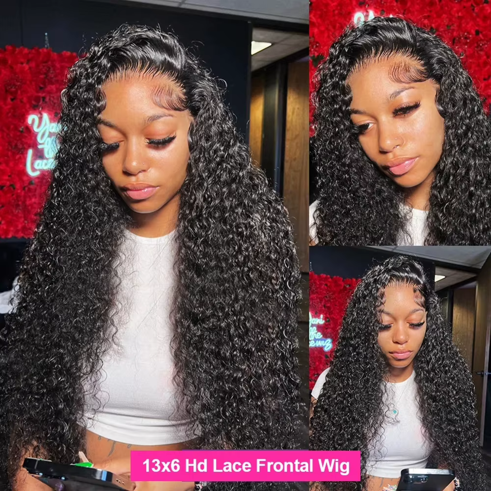 300 densité 13x6 Hd vague profonde frontale perruque 30 34 pouces sans colle perruques 100% cheveux