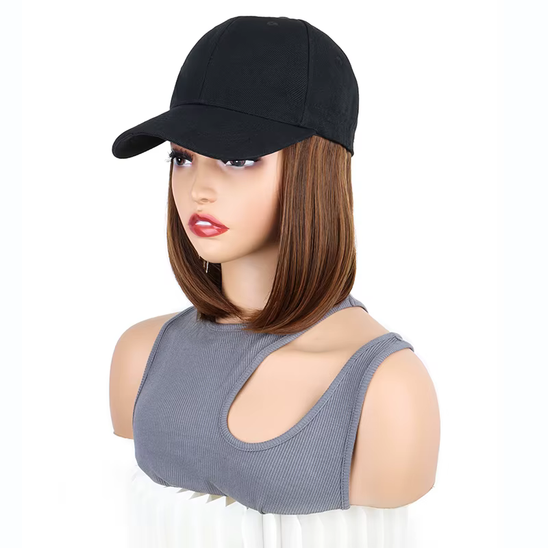 Extensions capillaires synthétiques pour casquette de Baseball, 12 pouces, courtes et lisses, perruq