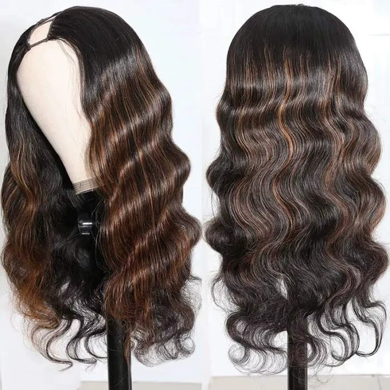 Heyju perruque V partie perruque de cheveux humains vague de corps mettre en évidence # 1b/30 perruq